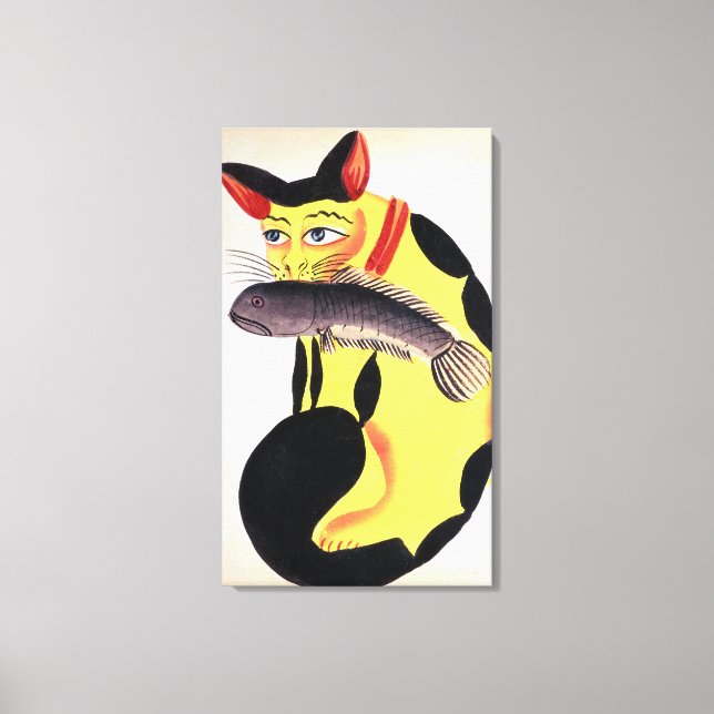 En katt med en fisk i munnen, från Rudyard K Canvastryck (Framsida)