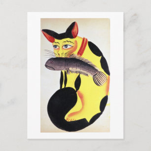En katt med en fisk i munnen, från Rudyard K Vykort