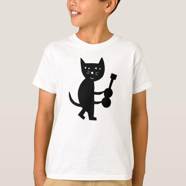 En katt med en gitarr tee shirt (Framsida)