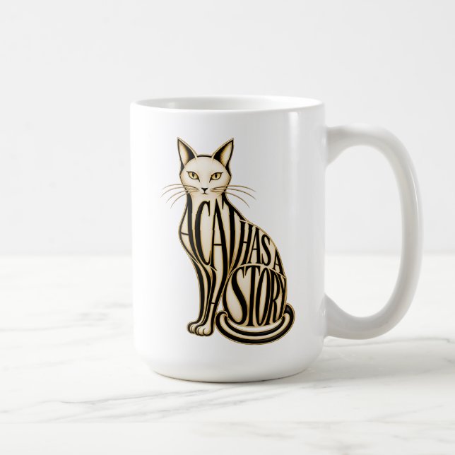En katt med en historia kaffemugg (Höger)