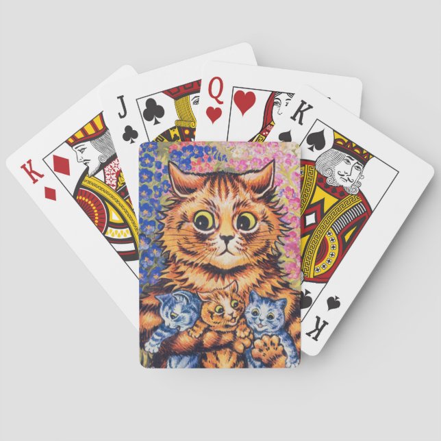 En katt med hennes kittens av Louis Wain Casinokort (Baksidan)