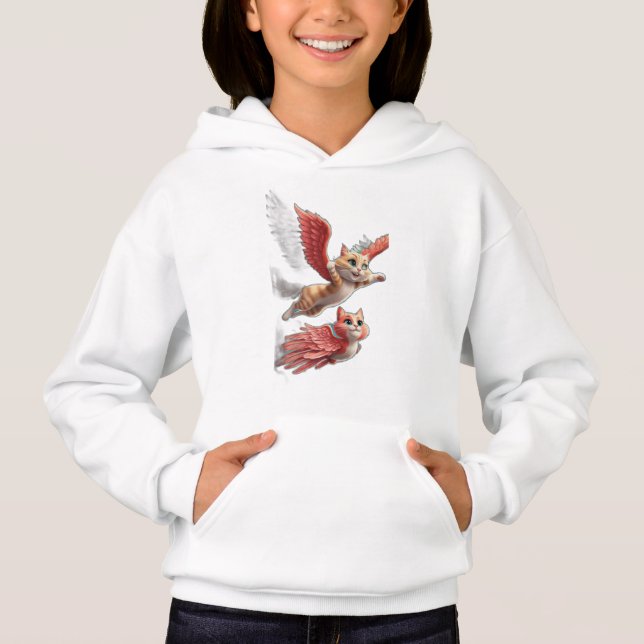 En katt med vingar som flyger som en fågel. t shirt (Framsida)