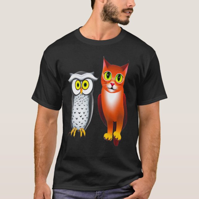 EN KATT OCH EN UGLA 4 T SHIRT (Framsida)
