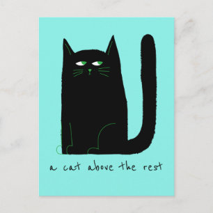 En katt ovanför den resterande kutékatten Humor sv Vykort