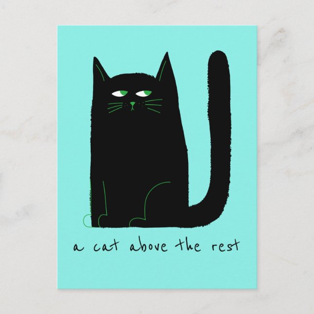 En katt ovanför den resterande kutékatten Humor sv Vykort (Framsida)