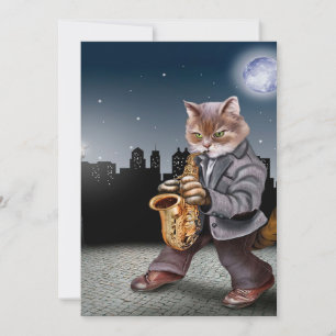 En katt på natten julkort
