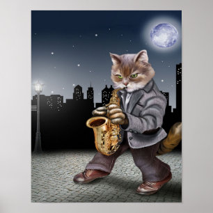 En katt på natten med saxofonger - övergift poster