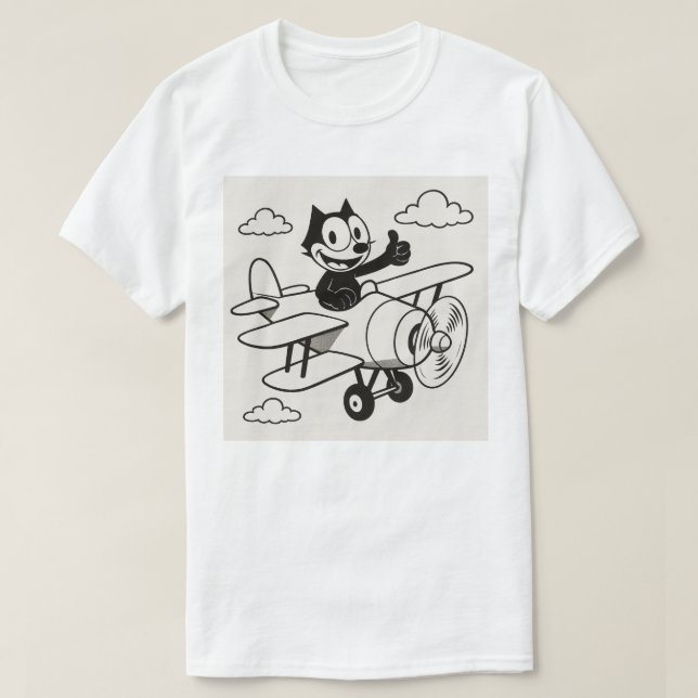 En katt som flyger i Flygplan T Shirt (Design framsida)