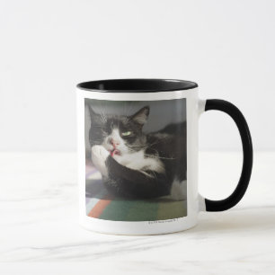En katt som slickar det, är tassen mugg