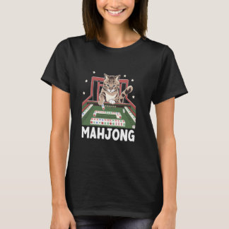 En katt som spelar Mahjong-brickor spel Mahjong-sp T Shirt