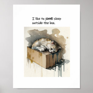 En katt som vill sova utanför lådan poster