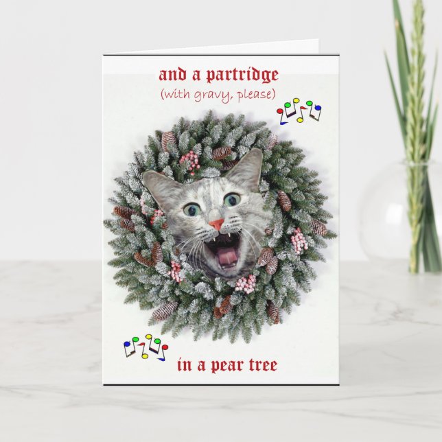 En katt tolv dagar av jul helgkort (Framsida)