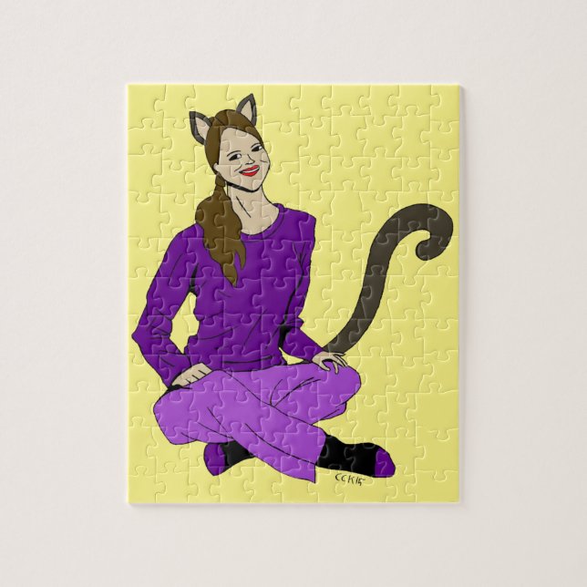 en kattflicka pussel (Vertikal)