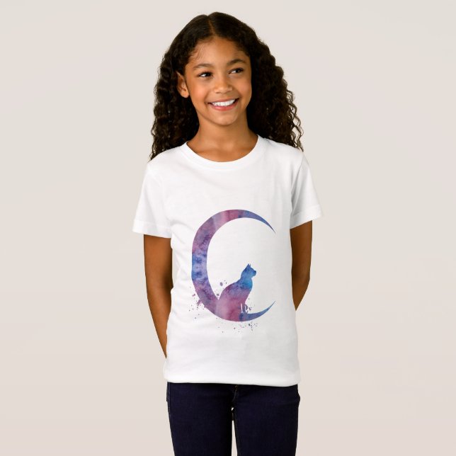 En kattsitta på månen t-shirt (Hel framsida)