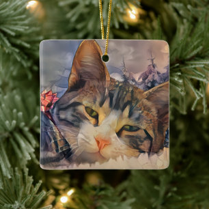 En kattunge jul julgransprydnad keramik