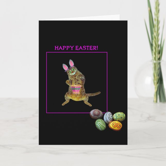 En kattunge med kaninöron helgkort (Framsida)