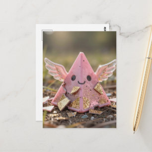 En Kawaii flygande rosa pyramid Vykort