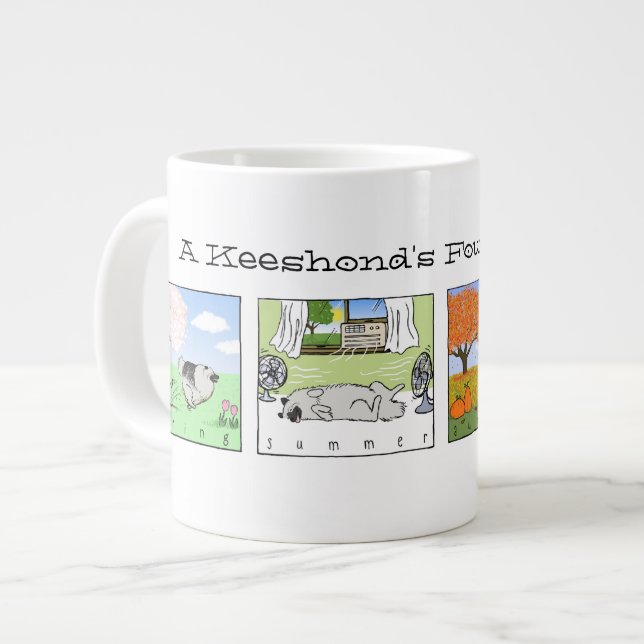 En Keeshond glädjer sig åt de fyra sektionerna - H Jumbo Mugg (Framsida vänster)