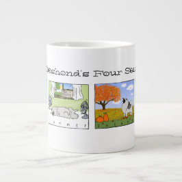 En Keeshond glädjer sig åt de fyra sektionerna - H Jumbo Mugg