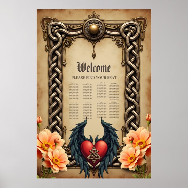 En keltisk elegans med ett hjärta och vingar. poster (Framsidan)