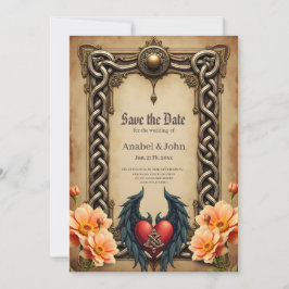 En keltisk elegans med ett hjärta och vingar. spara datumet