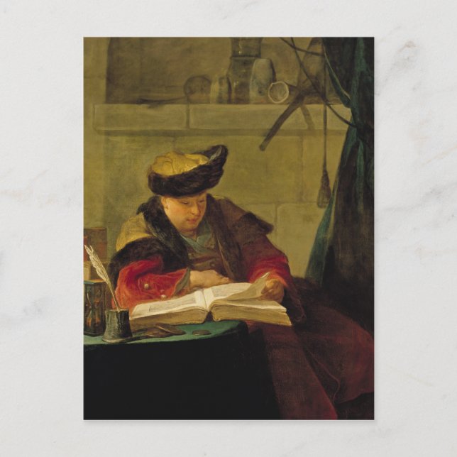 En kemist i sitt laboratorium vykort (Framsida)