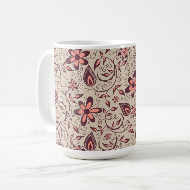 En keramisk mugg med en beige bakgrund  (Framsida vänster)