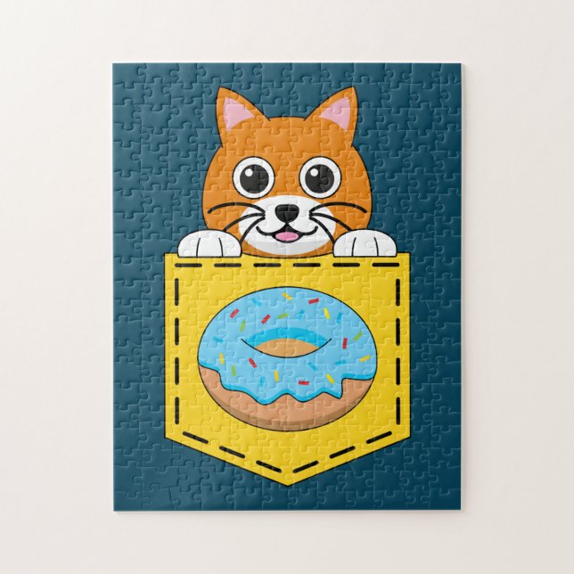 En kikande katt och en blå munk pussel (Vertikal)