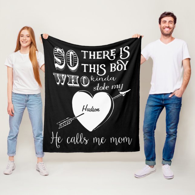 En kille Stole mitt hjärta han kallar mig Mamma Bl Fleecefilt (På plats)