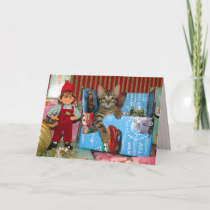 En Kitten är ett gift - ett katt/ett julkort Helgkort
