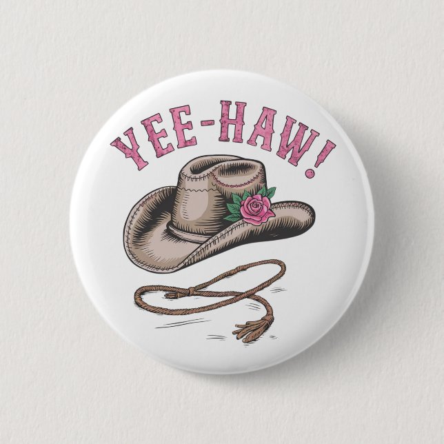 En klassisk cowboyhatt med en enda rosa knapp (Framsida)