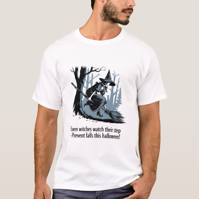 En klassisk Halloween-säkerhet med en häxa T Shirt (Framsida)