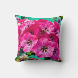 En klunga rosa blommor kudde