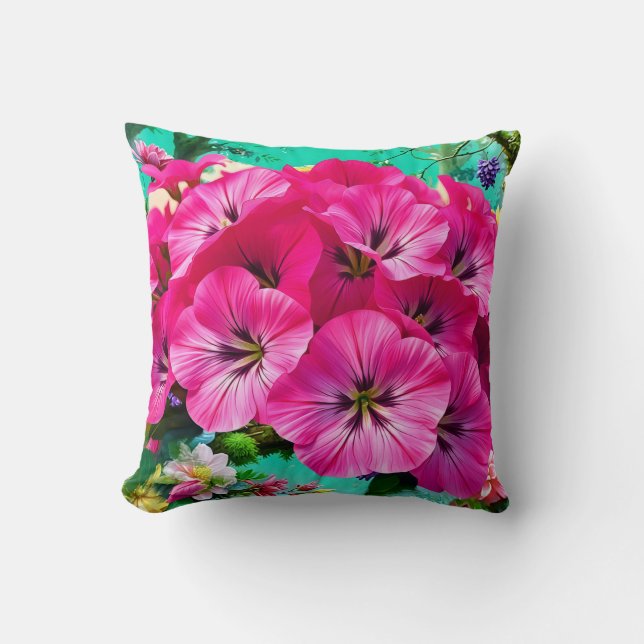 En klunga rosa blommor kudde (Framsida)