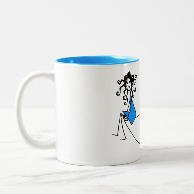 En klunk lugn: Azure Blue – Loreen Loves-mugg Två-Tonad Mugg (Vänster)
