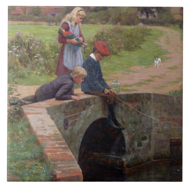 En knapra, 1914 (olja på panel) kakelplatta (Framsidan)