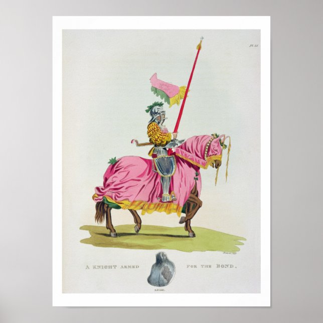 En Knight Armed till Bond, 1512, graverad av W. Poster (Framsidan)