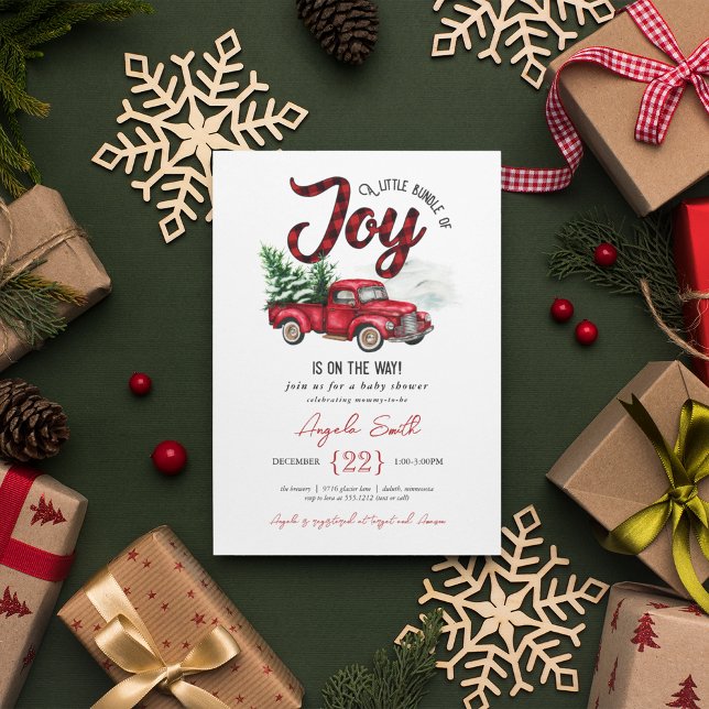 En knippe glädje röd rutig baby shower-inbjudan inbjudningar (Skapare uppladdad)