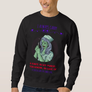 En kniv i min handväska En ostkaka Grafik Lång Ärmad Tröja