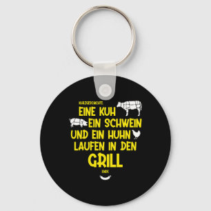 En ko, en gris och en kyckling springer in i grill nyckelring