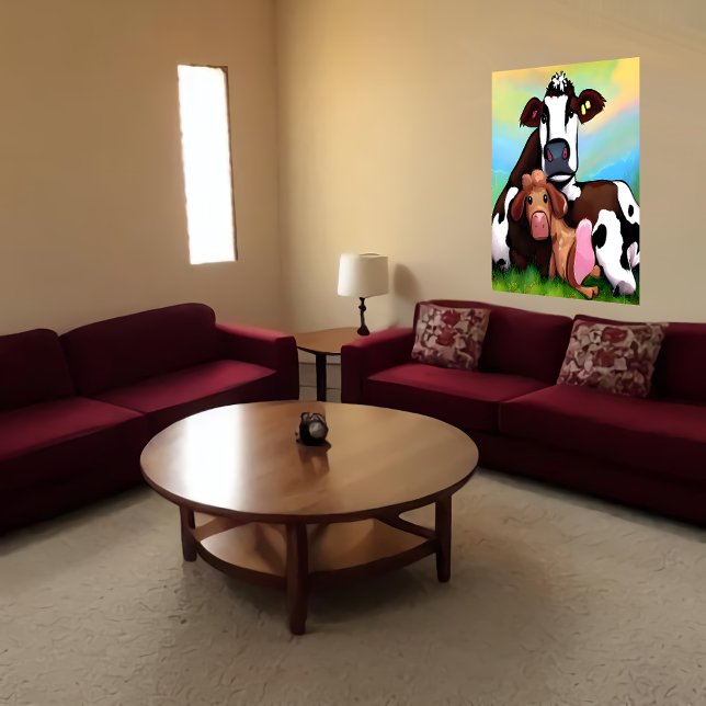 En ko mor och ett barn | AI Art Poster (Skapare uppladdad)