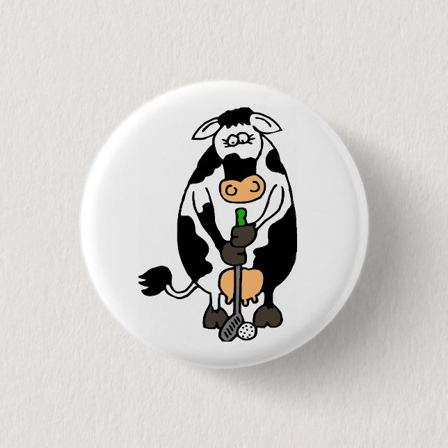En ko som spelar golf knapp (Framsida)