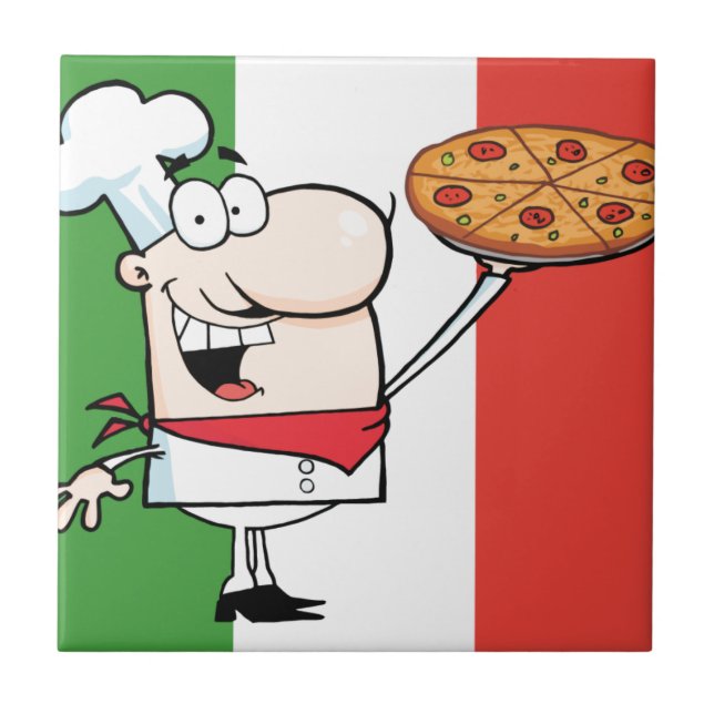 En kock rymmer upp Pizza Kakelplatta (Framsidan)