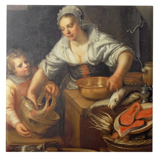 En kökplats kakelplatta (Framsidan)