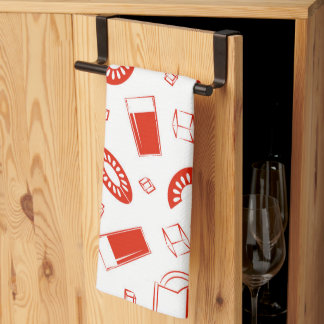 En kökshandduk med en ljus, glad utskrift.