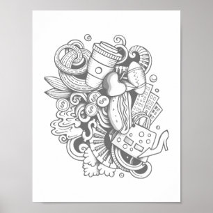 En kollage med olika plaggsfärgväggar Poster