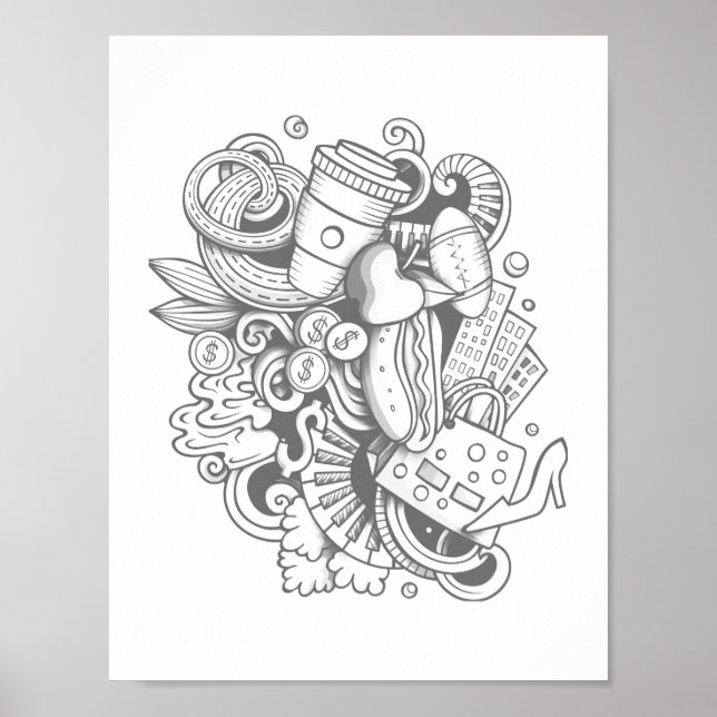 En kollage med olika plaggsfärgväggar Poster (Framsidan)