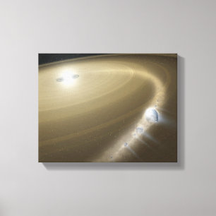 En komet som slits runt en död stjärna. canvastryck