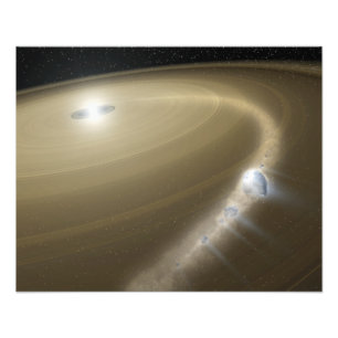 En komet som slits runt en död stjärna. fototryck