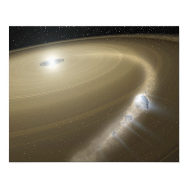 En komet som slits runt en död stjärna. fototryck (Framsidan)